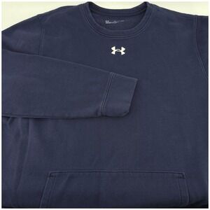 Under Armour Mens XXLT Navy Blue Crew Neck Sweatshirt Loose Fit Front Roo Pocket